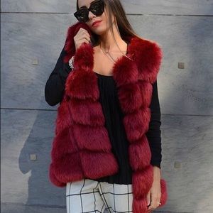 Guess by Marciano Red FAUX FUR vest